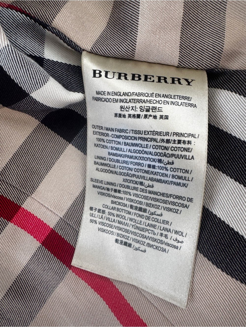 Burberry Tan Double-Breasted Trench Coat with Check Lining - Picture 4 of 7